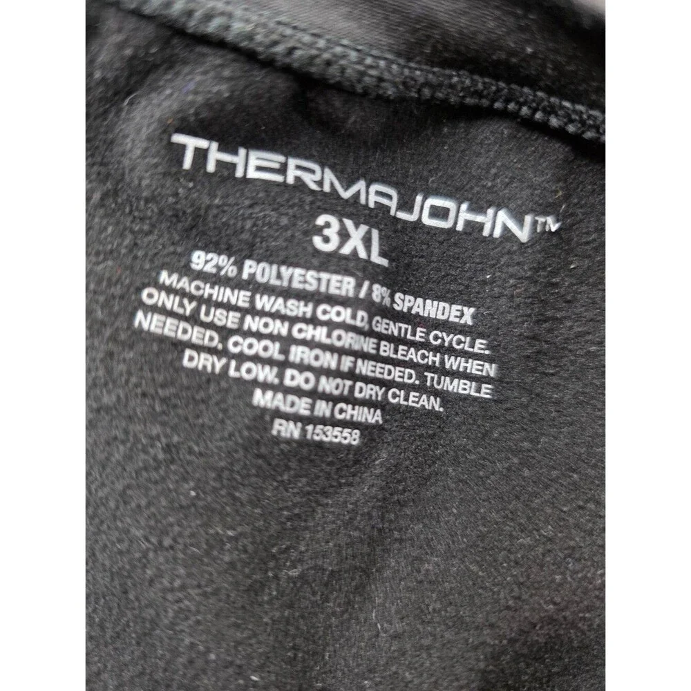Thermajohn Men's Long Johns Thermal Underwear Set Size 3XL Black CS-3646